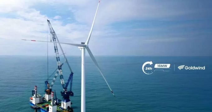 Goldwind rüzgar türbini kurulumu 16 MW deniz üstü rüzgar türbini Yenilenebilir enerji rekorları