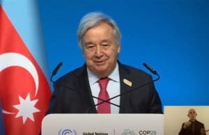 COP29 iklim adaleti çağrısı Guterres, fosil yakıtlardan uzaklaşma ve finansman hedefleri, iklim krizinde uyum finansmanı ve adil karbon piyasaları