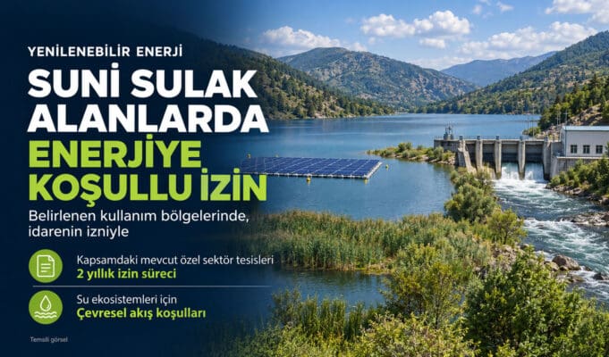 Suni sulak alanlarda enerjiye koşullu izin ve mevcut tesislere 2 yıllık izin süreci Suni sulak alanlarda enerji Çevresel akış düzenlemesi HES izin süreci