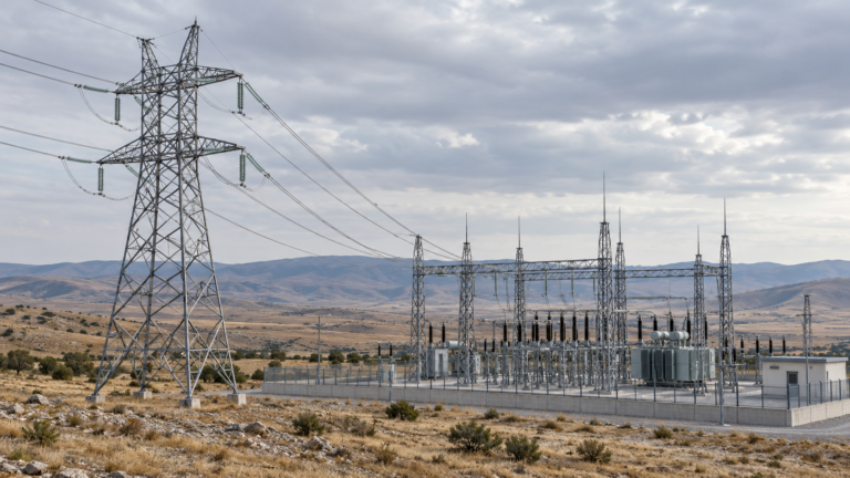 Alıç DGES’in 154 kV hattına acele kamulaştırma kararı Alıç DGES 154 kV iletim hattı kamulaştırma haberini temsil eden genel bir yüksek gerilim hattı ve trafo merkezi illüstrasyonu.