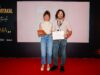 Antalya Film Forum ödül töreninde Yeşim Girgin ve Cennetin Çiçekleri yönetmeni Metin Kuru.