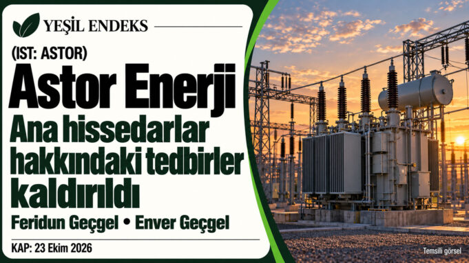 Astor Enerji ana hissedarları hakkındaki tedbirlerin kaldırılmasını duyuran Yeşil Endeks görseli. Astor Enerji ana hissedarları hakkındaki tedbirlerin kaldırılmasını duyuran Yeşil Endeks görseli.
