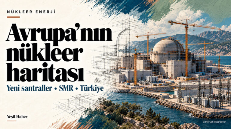 Avrupa’nın 2026 nükleer haritası: Yeni santraller, SMR projeleri ve Türkiye Avrupa’nın nükleer haritası başlığı yanında reaktör inşaatı, vinçler ve teknik çizimlerden oluşan temsili kompozisyon.