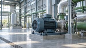 Sanayi tesisinde elektrik motoru ve yalıtımlı borularla enerji tasarrufunu anlatan temsili sahne