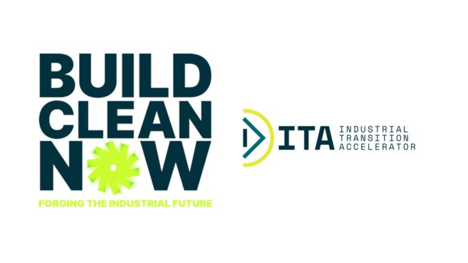 Build Clean Now Türkiye Çalıştayı – basın logoları Build Clean Now ve Sanayi Dönüşüm Hızlandırıcısı ITA logolarından oluşan basın materyali görseli.