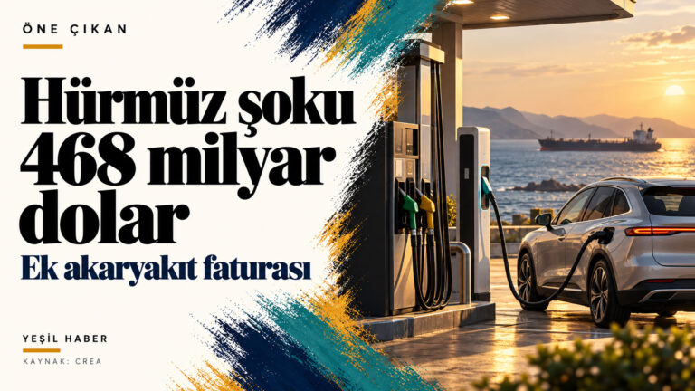 CREA, Hürmüz krizi sonrasında küresel benzin ve dizel tüketicileri için 468 milyar dolar ek maliyet hesapladı. Görsel: Yeşil Haber, yapay zekâyla oluşturulmuş temsili çalışma.