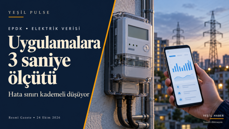 EPDK’dan elektrik verisi uygulamalarına 3 saniye ölçütü Elektrik verisi uygulamaları için EPDK performans ölçütlerini temsil eden akıllı sayaç ve telefon illüstrasyonu.