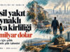 “Fosil yakıt kaynaklı hava kirliliği 55 milyar dolar, Türkiye için yıllık ekonomik yük tahmini” yazılı kapak; çocuğuyla yürüyen baba, pus altında bacalardan duman yükselen kent, rüzgar türbinleri ve güneş panelleri.