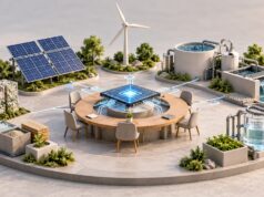 GreenWise, temiz teknoloji inisiyatifini COP31’de, 16 Kasım’da başlatmayı planlıyor Yapay zekâ çipi, iş birliği masası ve temiz teknoloji modellerini gösteren temsili illüstrasyon.