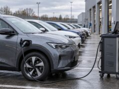 Kiralamadan dönen 7.300 elektrikli araçta batarya sağlığı yüzde 95,5 Kiralama dönüş merkezinde batarya test cihazına bağlanan elektrikli araç ve arkadaki araç sırasını gösteren temsili görsel.