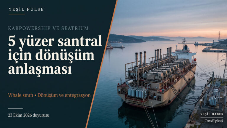Kıyıdaki trafo merkezine bağlı yüzer elektrik santralinin temsili görünümü.