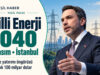 Milli Enerji 2040 vizyonu 5 Kasım’da İstanbul’da açıklanacak Alparslan Bayraktar’ın portresi ve elektrik şebekesiyle Milli Enerji 2040 vizyonunun 5 Kasım İstanbul lansmanını anlatan editoryal illüstrasyon.