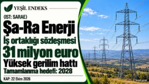 Şa-Ra Enerji iş ortaklığının 31 milyon euroluk iletim hattı sözleşmesini gösteren Yeşil Endeks görseli.