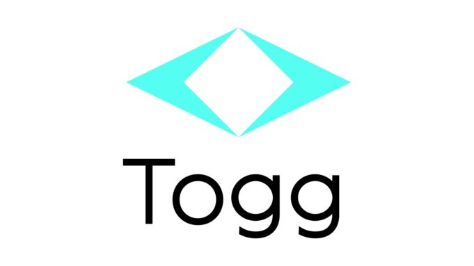 Togg logosu — COP31 mobilite sektör ortaklığı Beyaz zemin üzerinde turkuaz amblem ve siyah Togg yazısından oluşan şirket logosu