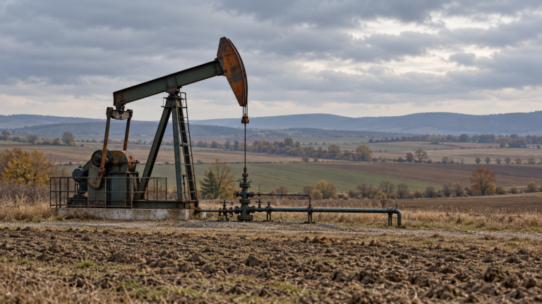 Transatlantic’ten Trakya’da petrol ruhsatı terk başvurusu Petrol işletme ruhsatı terk başvurusunu temsil eden, tarım arazileri içindeki genel bir kara tipi petrol pompası illüstrasyonu.
