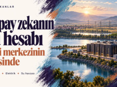 Yapay zekanın büyümesinde su hesabı: Veri merkezinden havzaya Yapay zekanın su hesabı başlığının yanında su kaynağı, veri merkezi ve elektrik altyapısının temsili görünümü.