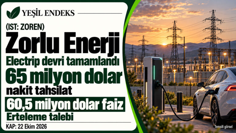 Zorlu Enerji, Electrip devrini tamamladı; 60,5 milyon dolarlık faiz için erteleme istedi Zorlu Enerji’nin Electrip devri ve faiz erteleme talebini, şarj istasyonu ve elektrik şebekesiyle anlatan Yeşil Endeks görseli.